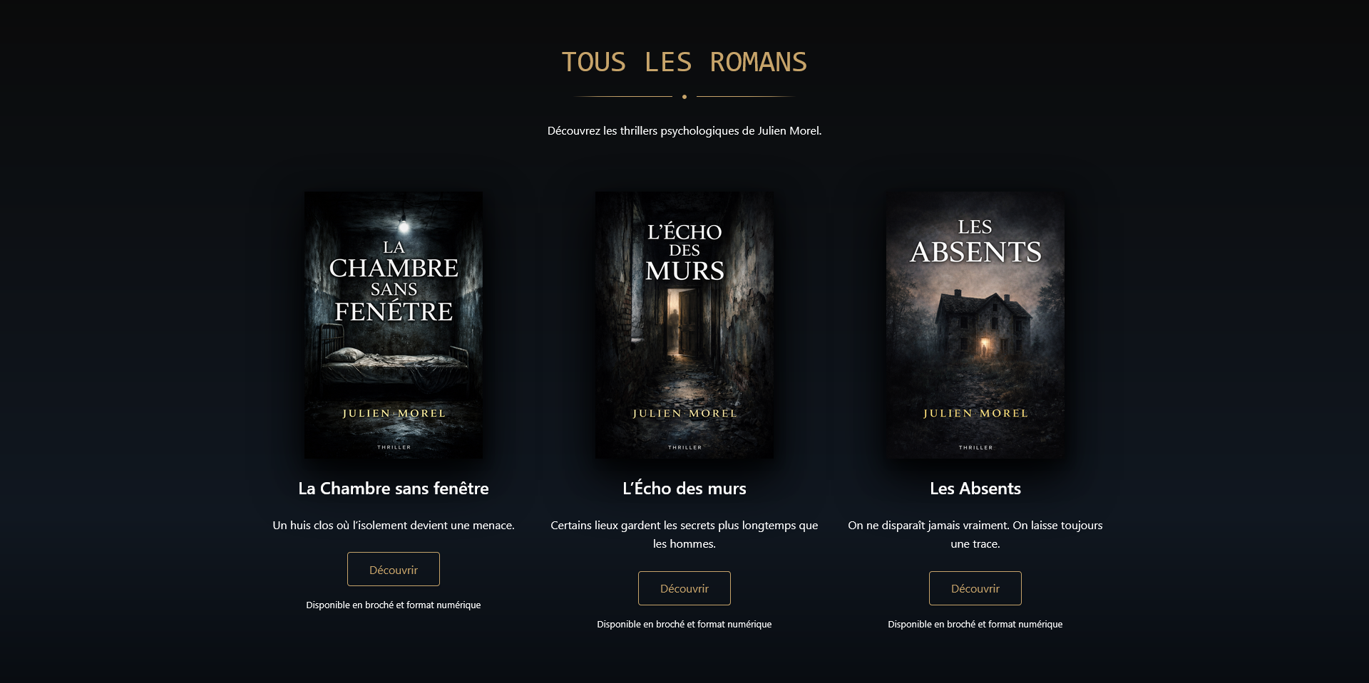 Exemple de catalogue de romans